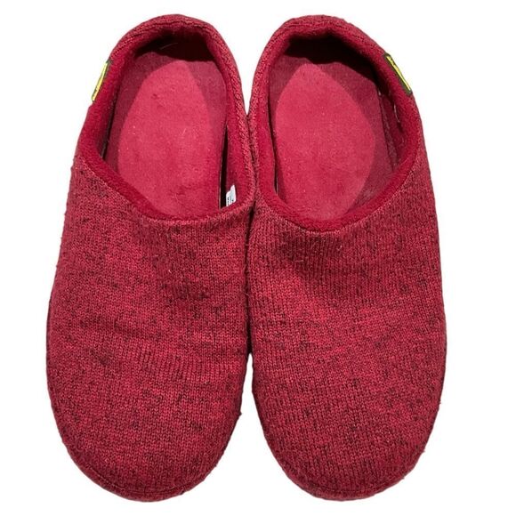 L.L. BEAN Knit Fleece Slippers Mules Women’s Size 7M Shoes Red Slip On - Picture 2 of 11